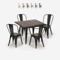 juego 4 sillas vintage mesa de comedor 80 x 80 cm madera metal burton black Rebajas