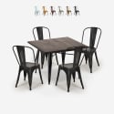 juego 4 sillas vintage mesa de comedor 80 x 80 cm madera metal burton black Rebajas