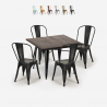 juego 4 sillas Lix vintage mesa de comedor 80 x 80 cm madera metal burton black Rebajas
