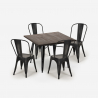 juego 4 sillas Lix vintage mesa de comedor 80 x 80 cm madera metal burton black Medidas