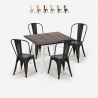 juego mesa cocina industrial 80 x 80 cm 4 sillas diseño Lix burton white Rebajas