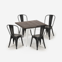 juego mesa cocina industrial 80 x 80 cm 4 sillas diseño Lix burton white Medidas