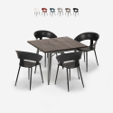 juego mesa cuadrada 80 x 80 cm Lix industrial 4 sillas diseño moderno reeve Descueto