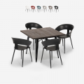 juego 4 sillas diseño mesa cuadrada 80 x 80 cm Lix industrial reeve black Promoción