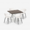 Juego de comedor 80 x 80 cm madera metal 4 sillas diseño Reeve White Elección