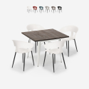 Juego de comedor 80 x 80 cm madera metal 4 sillas diseño Reeve White Promoción