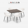 Juego de comedor 80 x 80 cm madera metal 4 sillas diseño Reeve White Promoción