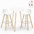 Juego mesa redonda 60 cm 2 taburetes diseño escandinavo Ojala Light Promoción