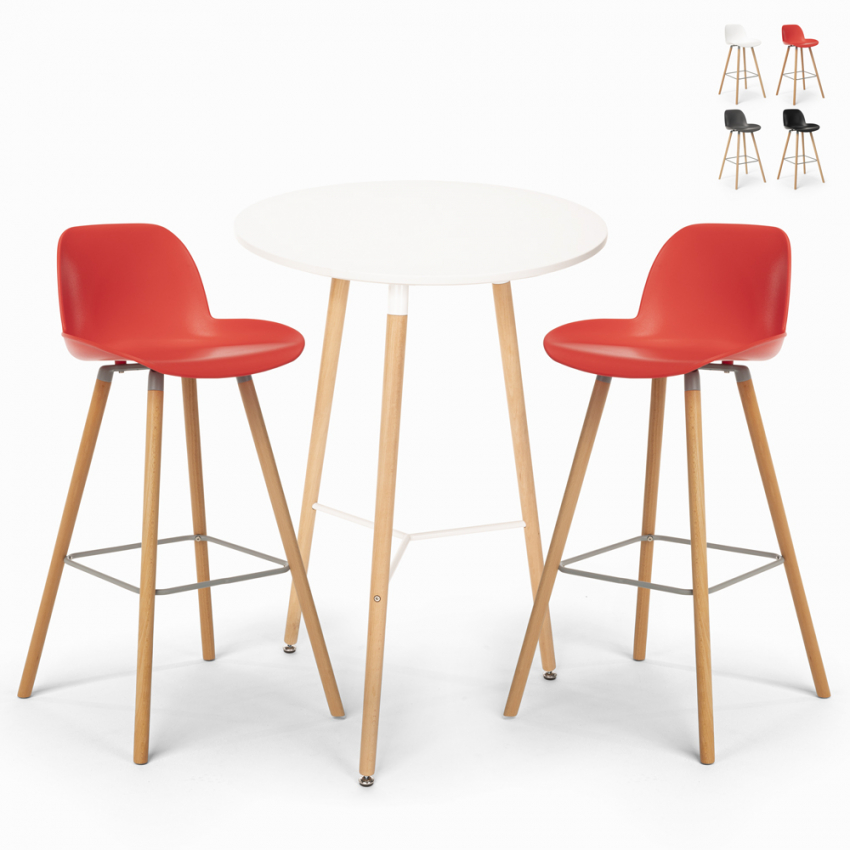 Juego mesa redonda 60 cm 2 taburetes diseño escandinavo Ojala Light Rebajas
