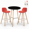 Juego 2 taburetes diseño mesa alta 60 cm redonda negro Ojala Dark Rebajas