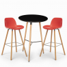 Juego 2 taburetes diseño mesa alta 60 cm redonda negro Ojala Dark Modelo