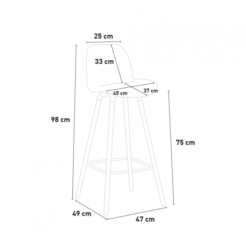 Ojala Dark juego 2 taburetes diseño mesa 60 cm redonda negro