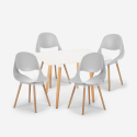 Juego 4 sillas mesa cuadrada blanco 80 x 80 cm diseño escandinavo Dax Light Stock
