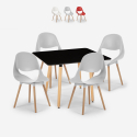 Juego mesa negra 80 x 80 cm cuadrada 4 sillas diseño escandinavo Dax Dark Promoción