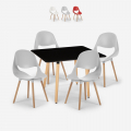Juego mesa negra 80 x 80 cm cuadrada 4 sillas diseño escandinavo Dax Dark Promoción