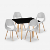 Juego mesa negra 80 x 80 cm cuadrada 4 sillas diseño escandinavo Dax Dark Descueto