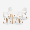 Juego mesa blanca redonda 100 cm diseño escandinavo 4 sillas Midlan Light Descueto