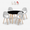 Juego 4 sillas diseño mesa comedor 100 cm negro redonda Midlan Dark Oferta