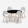 Juego 4 sillas diseño mesa comedor 100 cm negro redonda Midlan Dark Stock