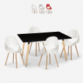 Juego 4 sillas diseño escandinavo mesa rectangular 80 x 120 cm Flocs Dark Promoción
