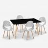 Juego 4 sillas diseño escandinavo mesa rectangular 80 x 120 cm Flocs Dark Catálogo