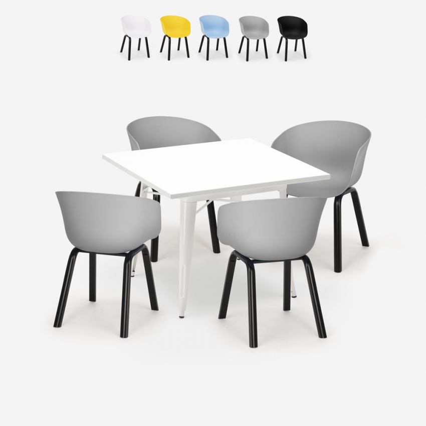 Juego 4 sillas polipropileno metal mesa 80 x 80 cm cuadrada Krust Light Oferta Juego 4 sillas polipropileno metal mesa 80 x 80 cm cuadrada Krust Light Oferta