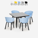 Juego mesa cuadrada 80 x 80 cm metal 4 sillas diseño moderno Krust Dark Venta
