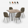 Juego mesa cocina 80 x 80 cm industrial 4 sillas diseño polipiel Wright Promoción