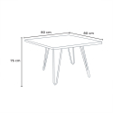 Juego mesa cocina 80 x 80 cm industrial 4 sillas diseño polipiel Wright 