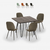 Juego bar cocina mesa 80 x 80 cm industrial 4 sillas diseño polipiel Wright Dark Oferta