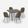 Juego bar cocina mesa 80 x 80 cm industrial 4 sillas diseño polipiel Wright Dark Elección