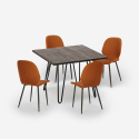 Juego bar cocina mesa 80 x 80 cm industrial 4 sillas diseño polipiel Wright Dark Catálogo
