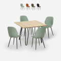 Juego 4 sillas diseño polipiel mesa madera metal 80 x 80 cm Wright Light Promoción