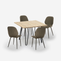 Juego 4 sillas diseño polipiel mesa madera metal 80 x 80 cm Wright Light Stock