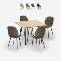 Juego 4 sillas diseño polipiel mesa madera metal 80 x 80 cm Wright Light Venta