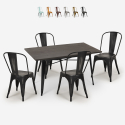 juego 4 sillas Lix vintage mesa comedor 120 x 60 cm madera metal summit Promoción