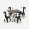 juego mesa cuadrada 80 x 80 cm madera metal 4 sillas vintage Lix hedges dark Elección