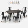 juego mesa comedor 120 x 60 cm madera metal 4 sillas vintage weimar Descueto