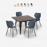 conjunto 4 sillas polipropileno mesa 80 x 80 cm cuadrada metal howe dark Oferta