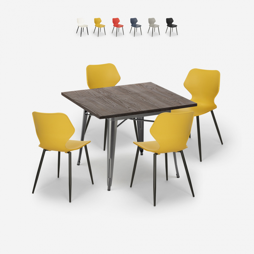conjunto bar cocina mesa cuadrada 80 x 80 cm 4 sillas diseño moderno howe Rebajas conjunto bar cocina mesa cuadrada 80 x 80 cm 4 sillas diseño moderno howe Rebajas
