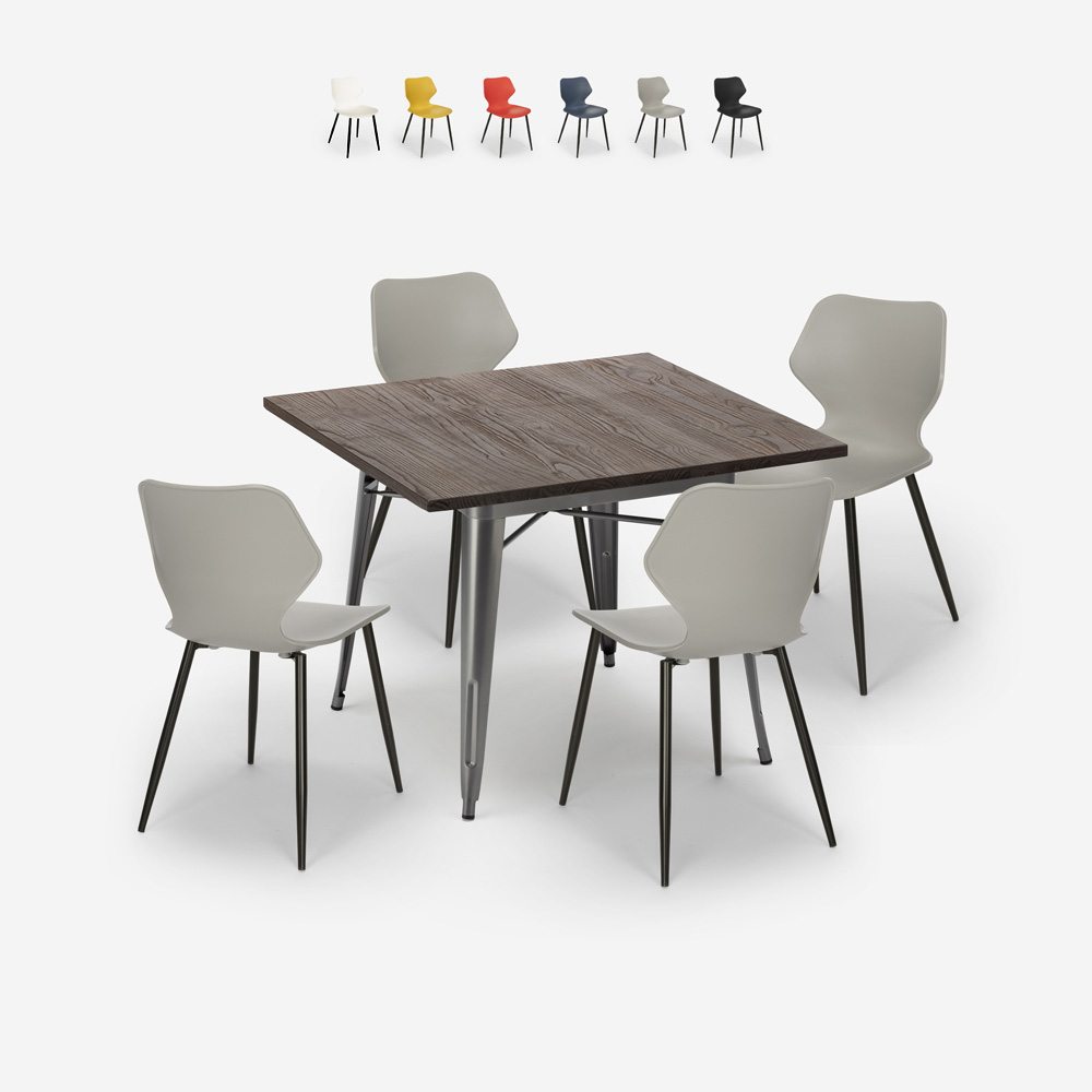 conjunto bar cocina mesa cuadrada 80 x 80 cm 4 sillas diseño moderno howe