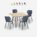 Conjunto mesa cuadrada estilo industrial 80 x 80 cm 4 sillas diseño Sartis Light Oferta