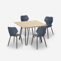 Conjunto mesa cuadrada estilo industrial 80 x 80 cm 4 sillas diseño Sartis Light Características