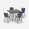 Conjunto 4 sillas diseño mesa cuadrada 80 x 80 cm madera metal Sartis Dark Características