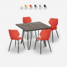 Conjunto 4 sillas diseño mesa cuadrada 80 x 80 cm madera metal Sartis Dark Catálogo