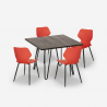 Conjunto 4 sillas diseño mesa cuadrada 80 x 80 cm madera metal Sartis Dark Coste