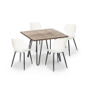 Conjunto mesa cuadrada 80 x 80 cm diseño industrial 4 sillas polipropileno Sartis Modelo