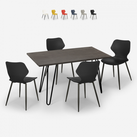 Conjunto cocina comedor 4 sillas diseño mesa tolix 120 x 60 cm Palkis