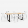 Conjunto 6 sillas diseño transparente mesa comedor 180 x 80 cm industrial Vice Oferta