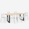 Conjunto cocina mesa industrial 200 x 80 cm 6 sillas diseño transparentes Lewis Oferta